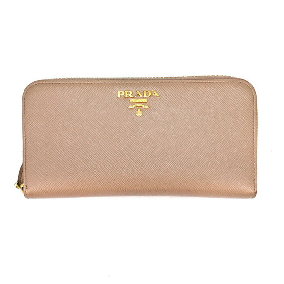 Prada Beige Long Leather Zipper Wallet Zip - Picture 1 of 6